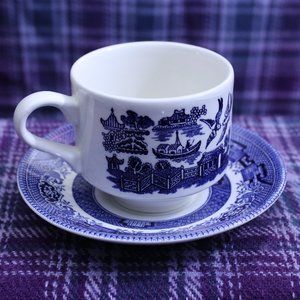 Blue Willow Churchill England cup and saucer set